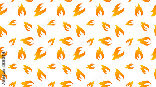 Vector illustration of a seamless pattern with flames, fire on a light background.