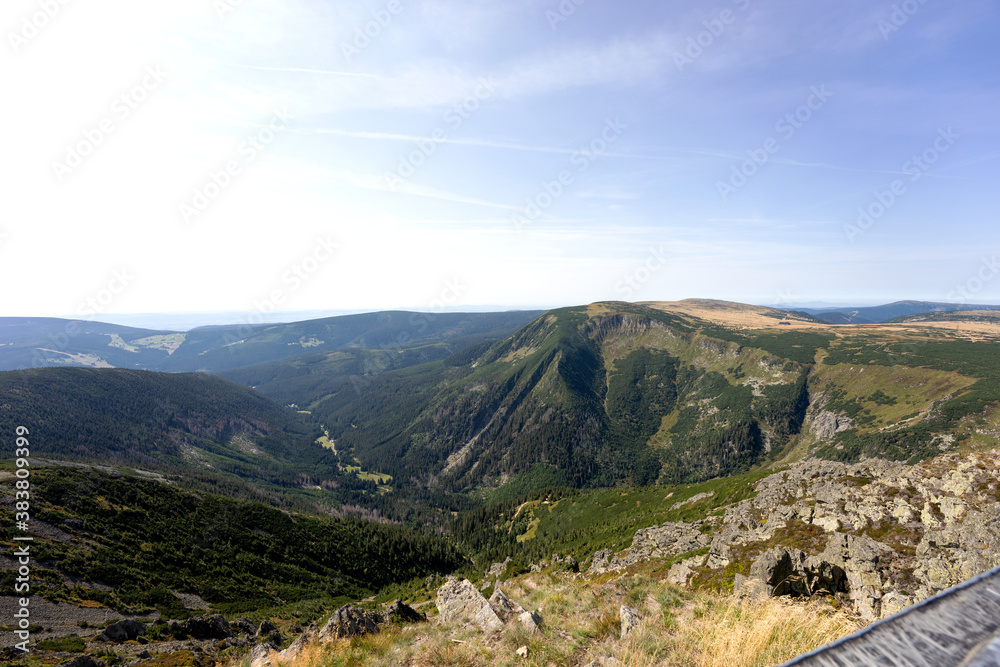 Wonderful view of the valleys in the Giant Mountains. Czech Republic (Sněžka) and Poland (Śnieżka)
