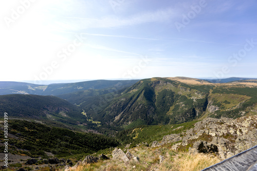 Wonderful view of the valleys in the Giant Mountains. Czech Republic (Sněžka) and Poland (Śnieżka)