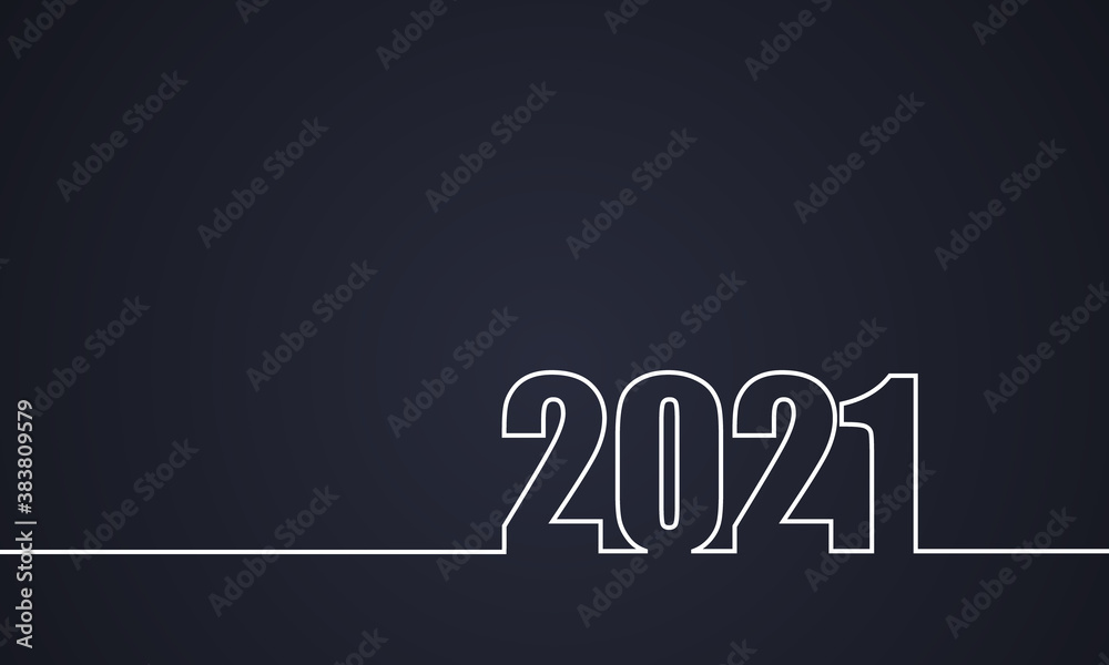 2021 with white line, vector art illustration.