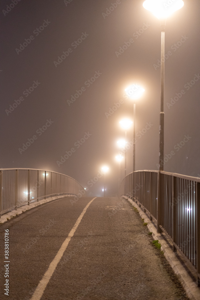 Foggy evening during fall in Stockholm Sweden