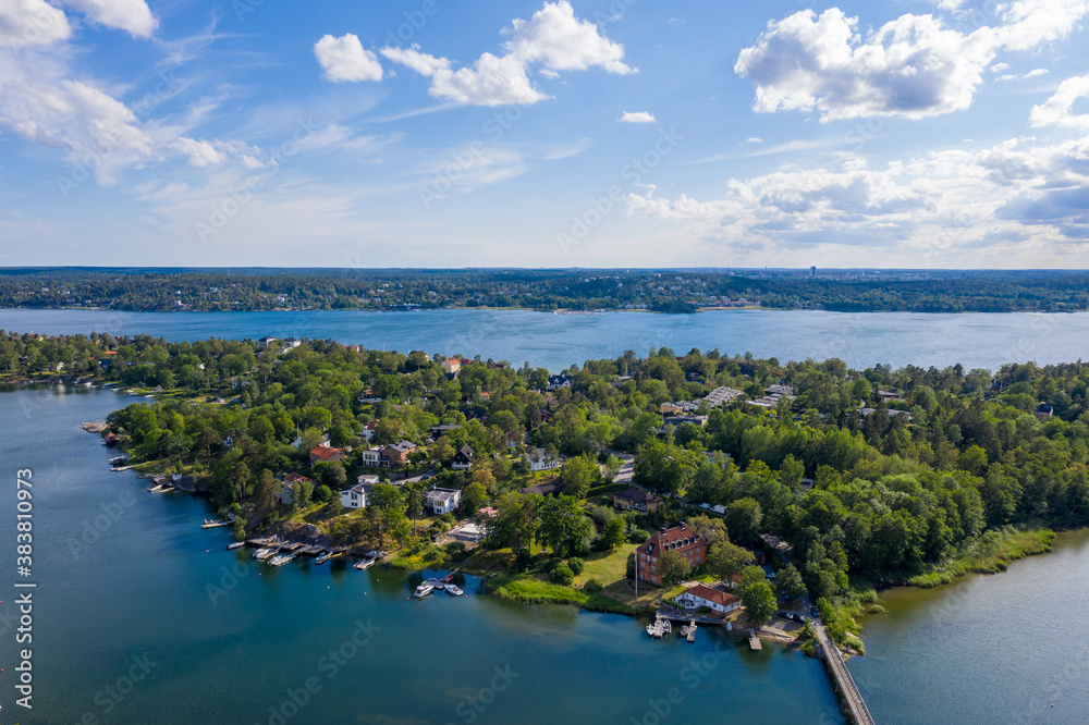 Aerial photo of Stockholm archipelago in Sweden