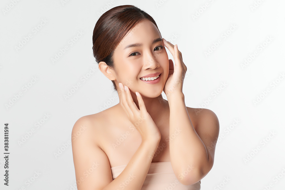 Beautiful young asian woman with clean fresh skin on white background, Face care, Facial treatment, Cosmetology, beauty and spa, Asian women portrait Beautiful young asian woman with clean fresh skin on white background, Face care, Facial treatment, Cosmetology, beauty and spa, Asian women portrait