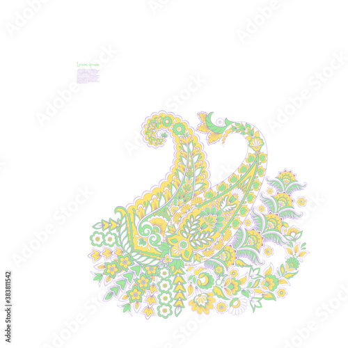 Paisley isolated. Card with paisley isolated for design. Paisley vector pattern.