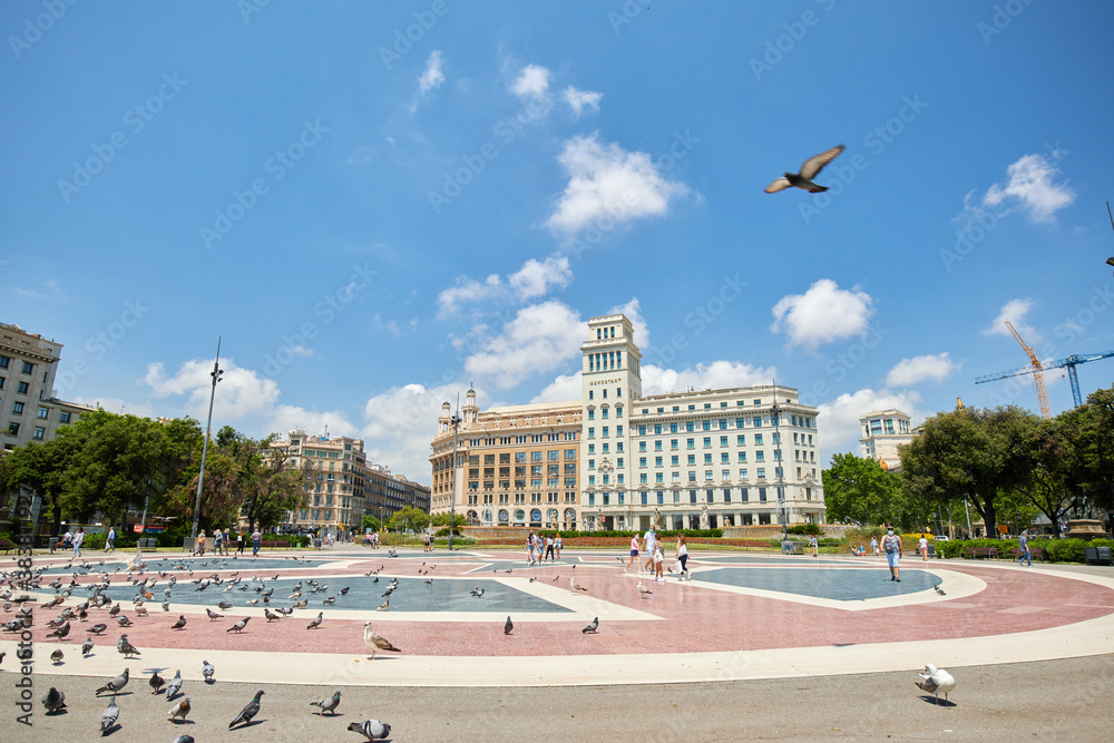 Plaza Catalunya in Barcelona, Spain