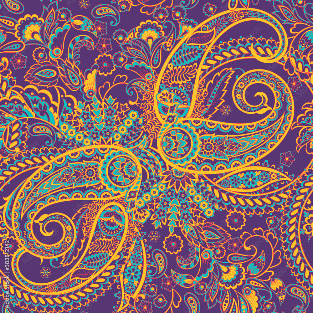 Paisley seamless vector pattern. Indian floral ornament