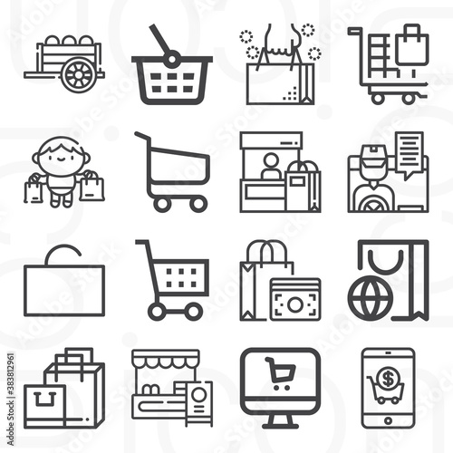 16 pack of raced  lineal web icons set