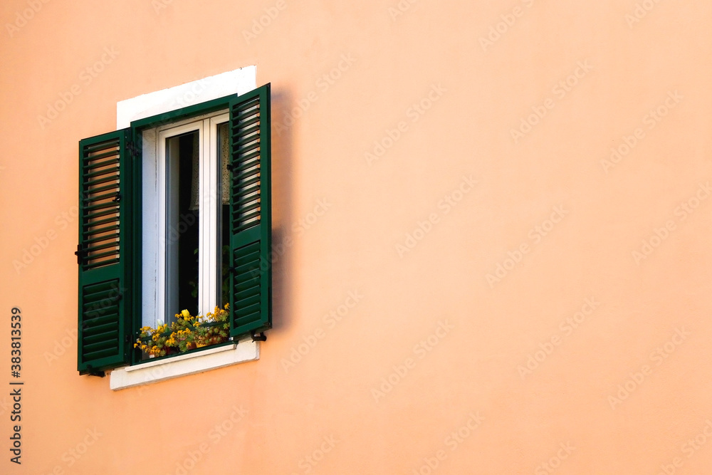Traditional Mediterranean window in Split, Croatia. Selective focus.