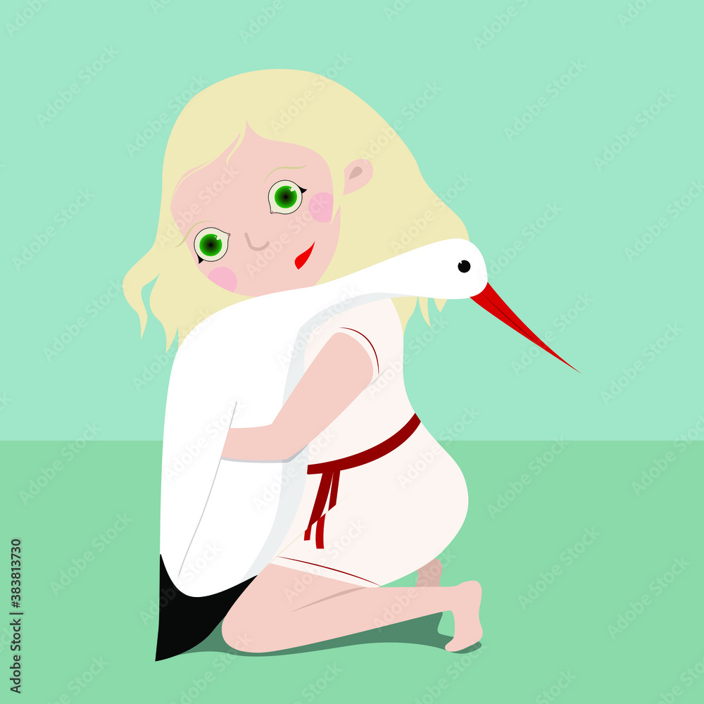 Simple line creating hug drawing. Vector illustration. the girl and the bird. Stork. Belarus.Protests in Belarus banner layout with illustration. Republic. Freedom Simple line creating hug drawing. Vector illustration. the girl and the bird. Stork. Belarus.Protests in Belarus banner layout with illustration. Republic. Freedom