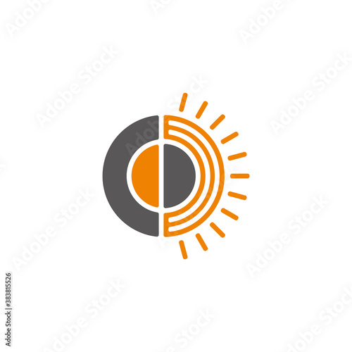 letter cd sun rays circle geometric design logo vector