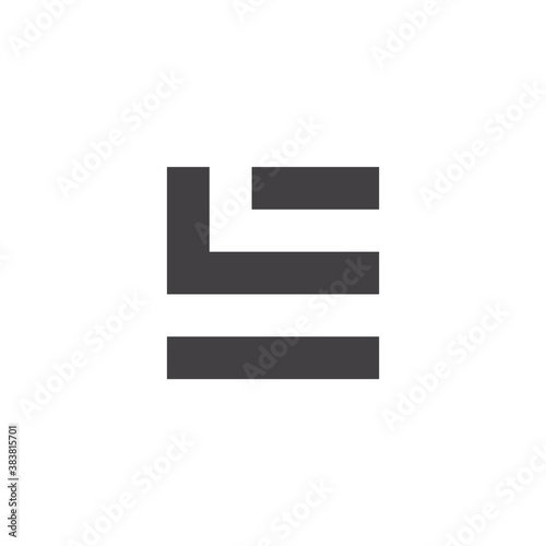 simple abstract letter el square line logo vector