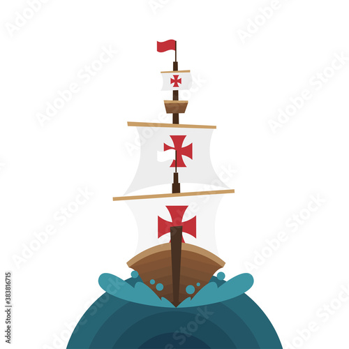 Christopher Columbus ship at the sea vector design