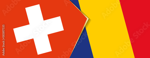 Switzerland and Romania flags, two vector flags.