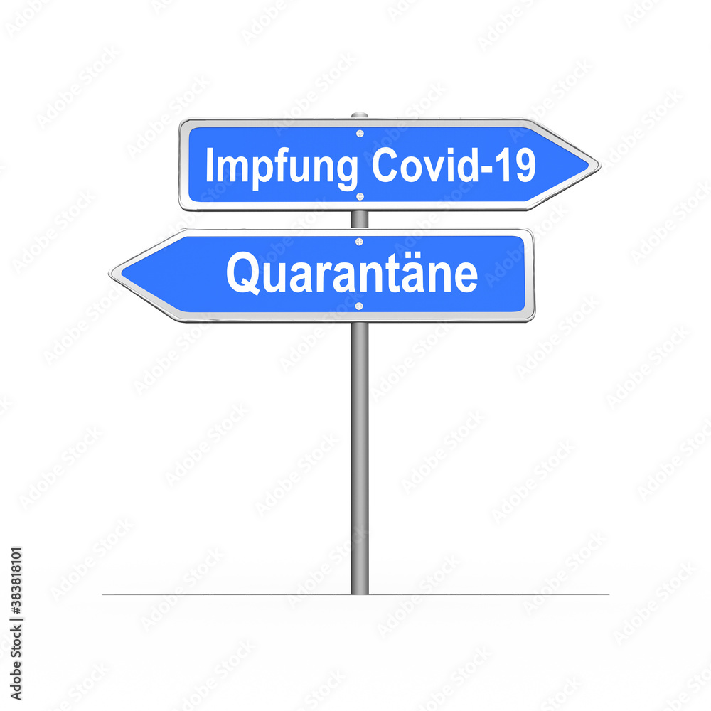 3d Wegweiser Impfung Corona, Covid 19 und Quarantäne, freigestellt 3d Wegweiser Impfung Corona, Covid 19 und Quarantäne, freigestellt