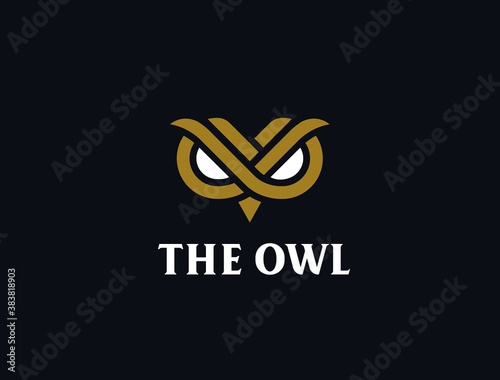 Modern minimal owl illustration. Linear owl logo.