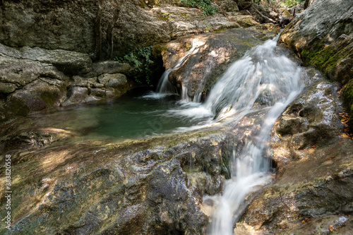 Fototapeta Naklejka Na Ścianę i Meble -  waterfall in the forest, rocky river, waterfall in the mountains, Mountain stream