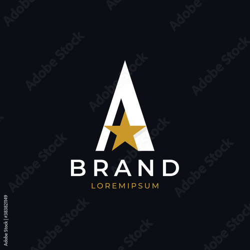 Letter A + Star logo template.