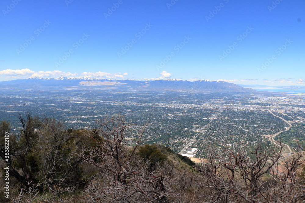Aerial view of Salt Lake City from Grandeur Peak, Utah