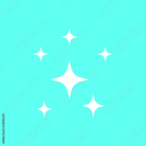 Shine icon   Clean star icon. White icon on blue background.