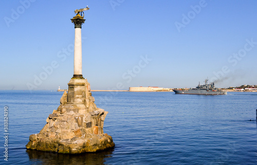 Sevastopol bay. Monument to the scuttled ships