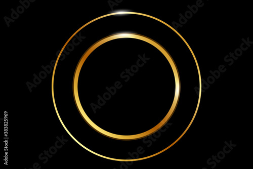 Abstract luxury gold ring on a transparent background. Vector light circles spotlight light effect. Golden color round frame