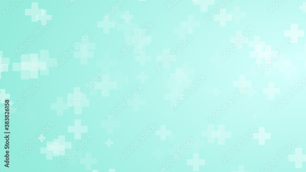 Abstract medical green blue cross pattern background.