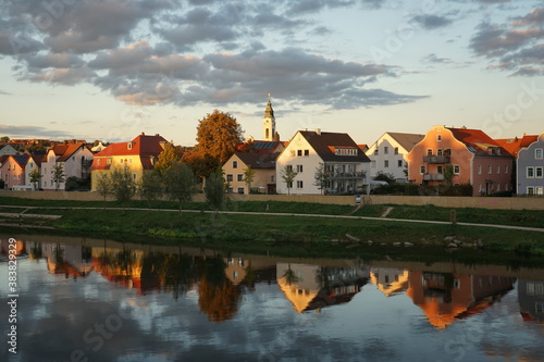 Häuser am Fluss Regen in Regensburg photo