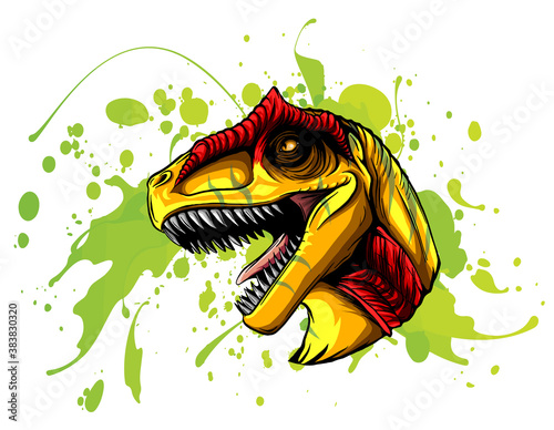 Drawing of a Allosaurus head. Vector animal illustration