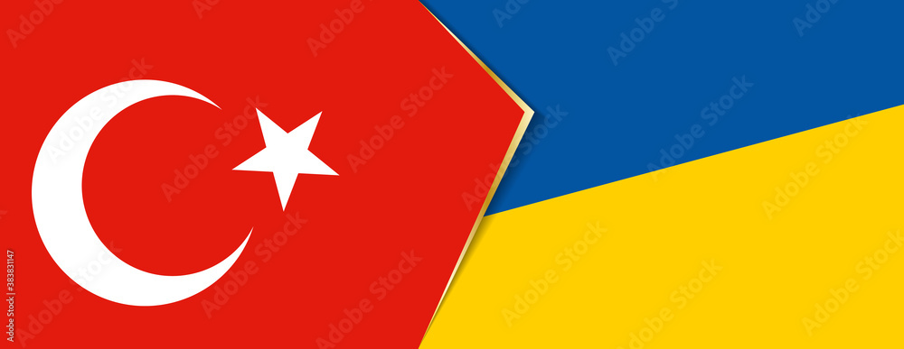 Turkey and Ukraine flags, two vector flags. Turkey and Ukraine flags, two vector flags.