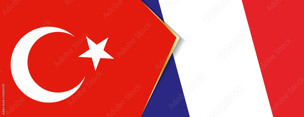 Turkey and France flags, two vector flags. Turkey and France flags, two vector flags.