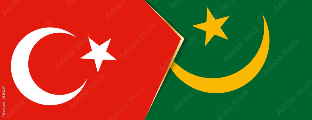 Turkey and Mauritania flags, two vector flags. Turkey and Mauritania flags, two vector flags.