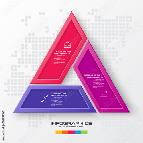 Business concept design with triangle and 3 options,Infographic template can be used for presentation,Vector illustration.