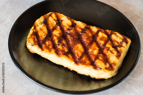 Grilled haloumi cheese on a plate