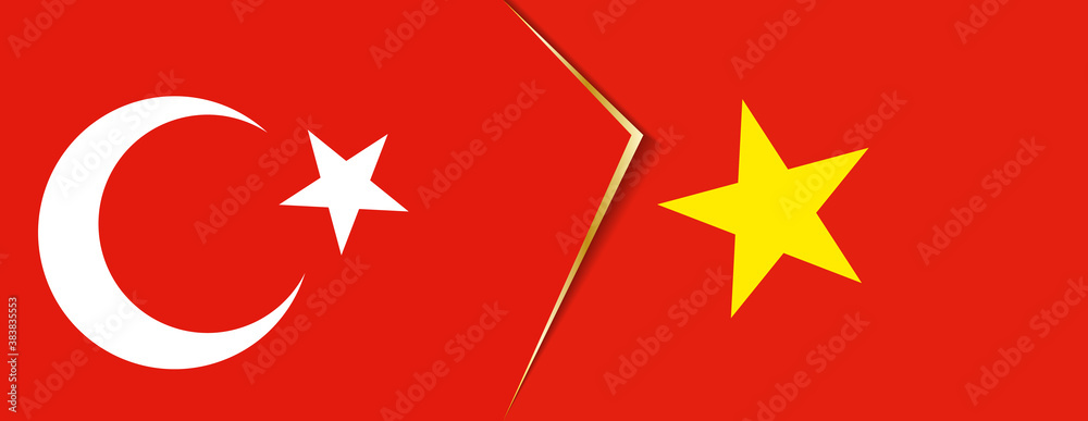 Turkey and Vietnam flags, two vector flags. Turkey and Vietnam flags, two vector flags.