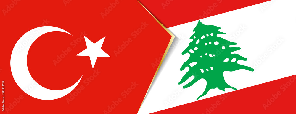 Turkey and Lebanon flags, two vector flags. Turkey and Lebanon flags, two vector flags.