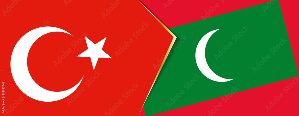Turkey and Maldives flags, two vector flags. Turkey and Maldives flags, two vector flags.