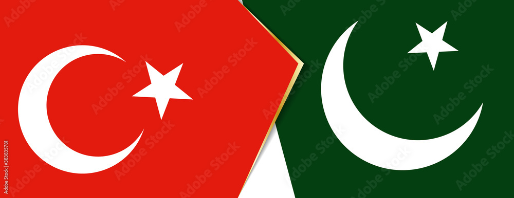 Turkey and Pakistan flags, two vector flags. Turkey and Pakistan flags, two vector flags.