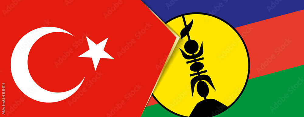 Turkey and New Caledonia flags, two vector flags. Turkey and New Caledonia flags, two vector flags.