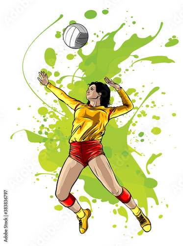 Abstract Female Volleyball Player Power vector illustration