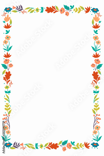 Floral frame isolated on white background. Vector graphics.