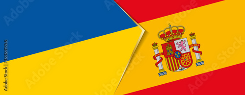 Ukraine and Spain flags, two vector flags.
