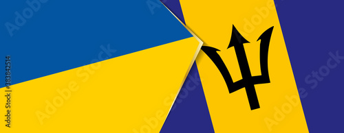 Ukraine and Barbados flags, two vector flags.