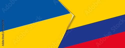Ukraine and Colombia flags, two vector flags.