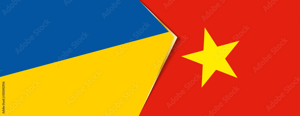 Ukraine and Vietnam flags, two vector flags. Ukraine and Vietnam flags, two vector flags.