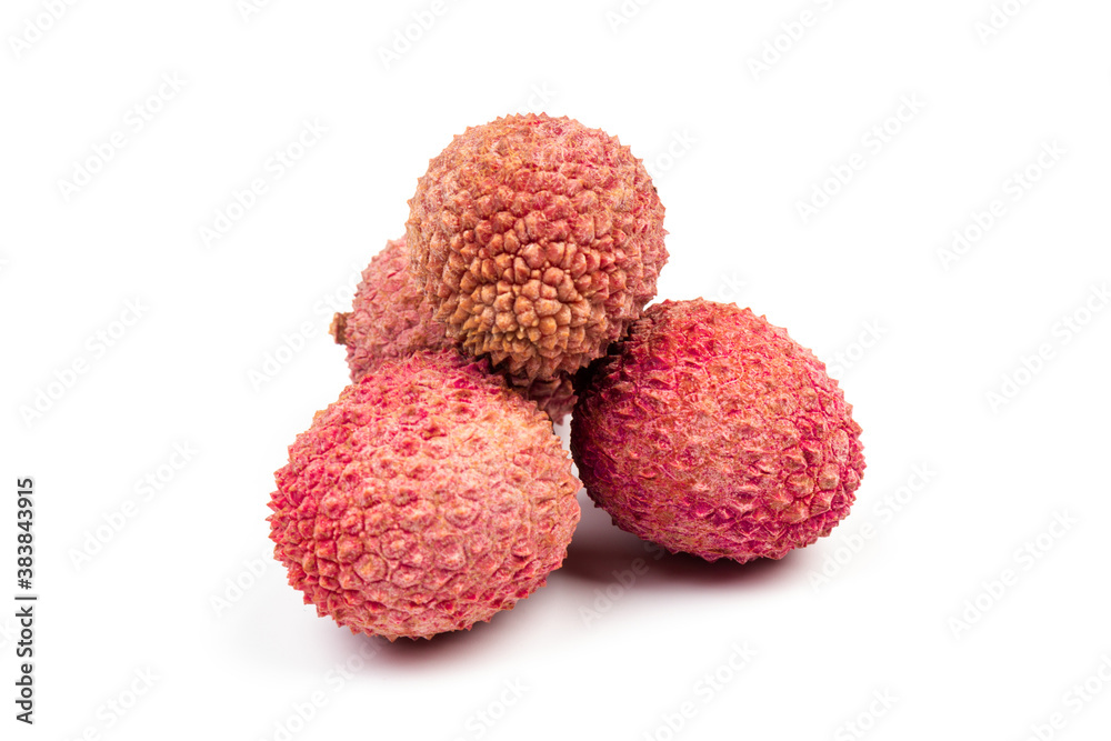 Ripe lychee isolated on white background. Close up Ripe lychee isolated on white background. Close up