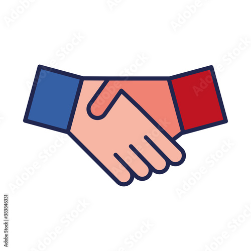 hands shake line and fill style icon vector design