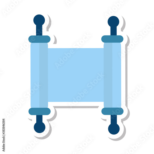 Scroll torah Hanukkah flat icon, cartoon style. Vector illustration