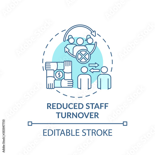Reduced staff turnover concept icon. Gender diversity policy benefits. Team mananging tutorial idea thin line illustration. Vector isolated outline RGB color drawing. Editable stroke