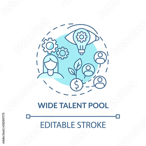 Wide talent pool concept icon. Gender diversity policy benefits. Person skills variety improvement idea thin line illustration. Vector isolated outline RGB color drawing. Editable stroke