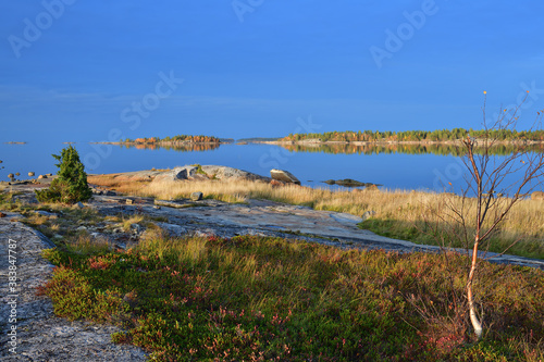 Sunset on the White Sea in Karelia, Russia photo